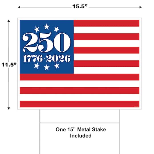Beistle 11.5" x 15.5" Semiquincentennial Plastic Yard Sign